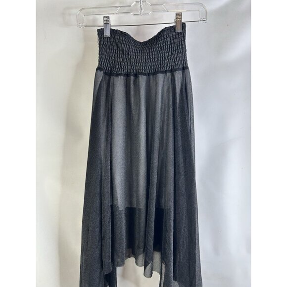 NOS Vintage Y2K Black Handkerchief Sharkbite Slip Skirt Whimsigoth - Picture 3 of 5